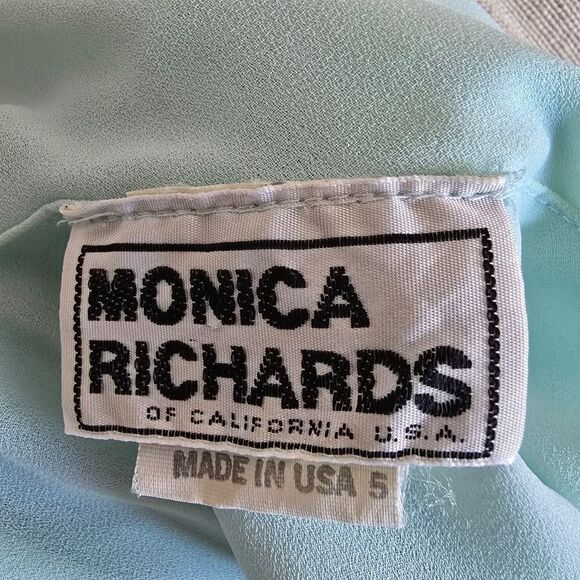 Monica Richards Mint Green Dress with Silver Embellishment Vtg size 5 - Picture 9 of 16
